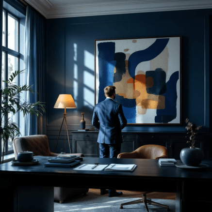 Bureau de chef d'entreprise avec une oeuvre d'art accroché au mur